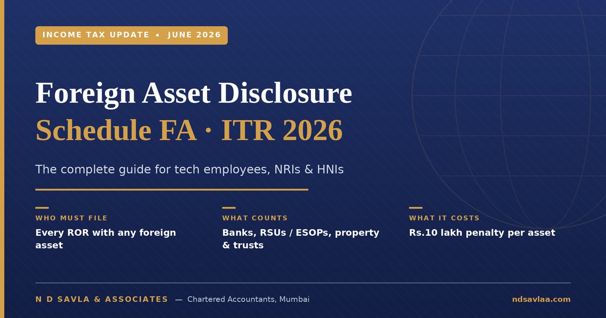 Foreign Asset Disclosure (Schedule FA) for ITR Filing 2026: The ...